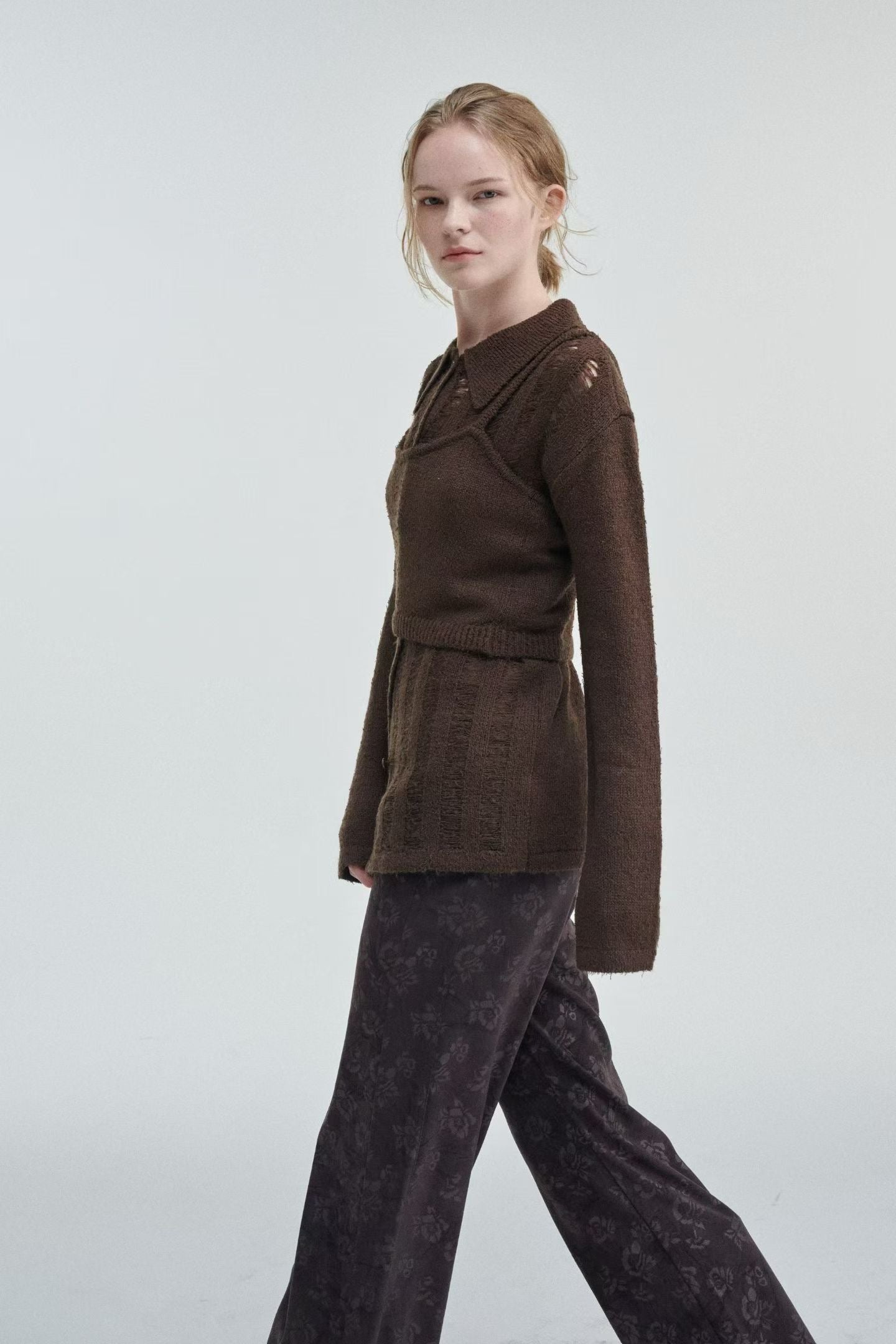 TP713-高質破爛Knit Set Top | Ivory | Grey | Brown ( 2件裝 )