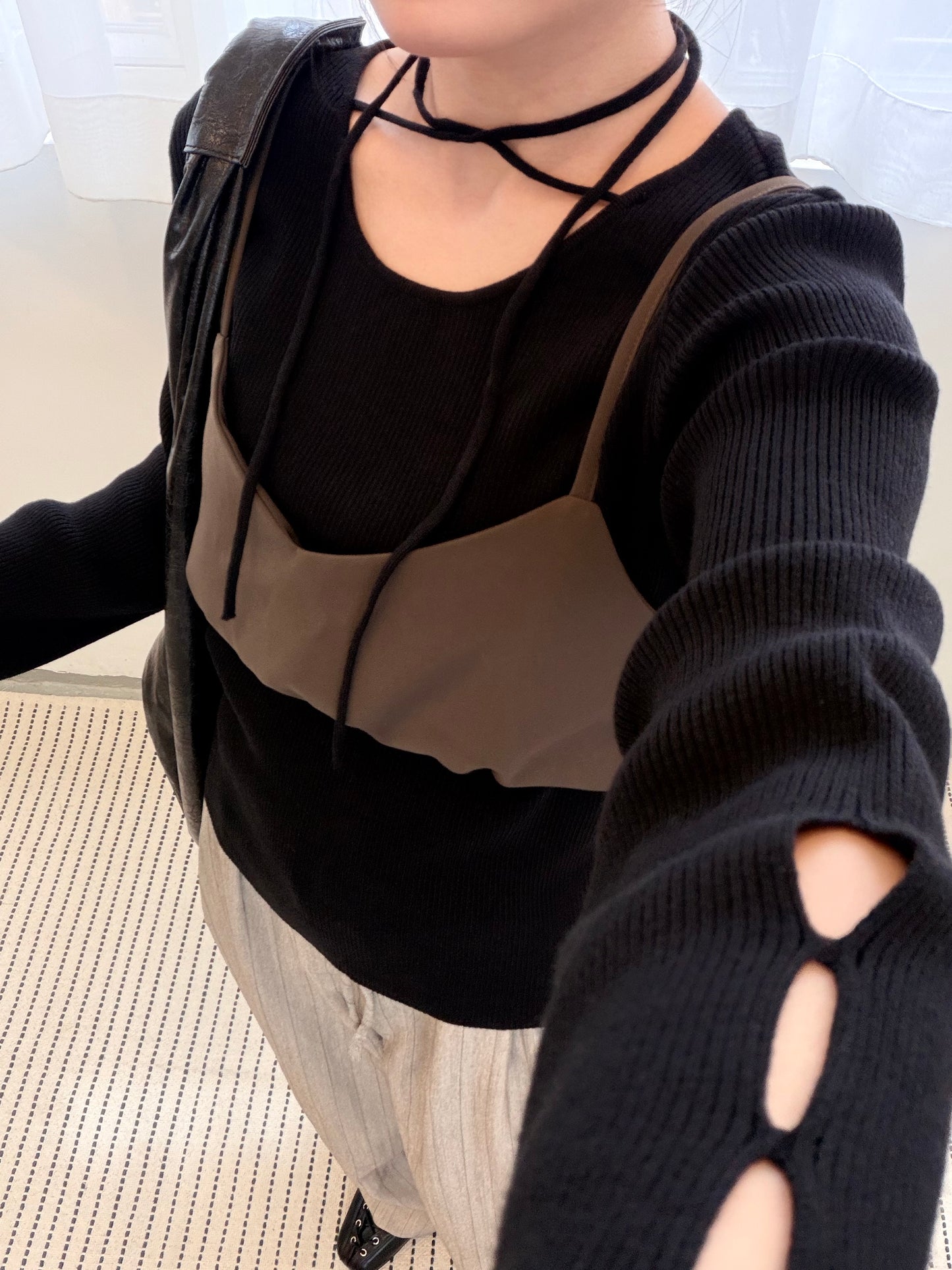 TP685- Bobble Vest Top | Brown | Charcoal