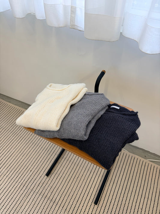 TP690- Classic Knit Top | White | Light Grey | Deep Grey