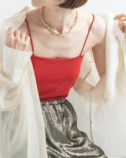 TP795- 🇯🇵UV Cooling Bamboo Bare Camisole with Cups | White | Red | Blue | MilkTea | Charcoal | Black no ( 涼感防UV )