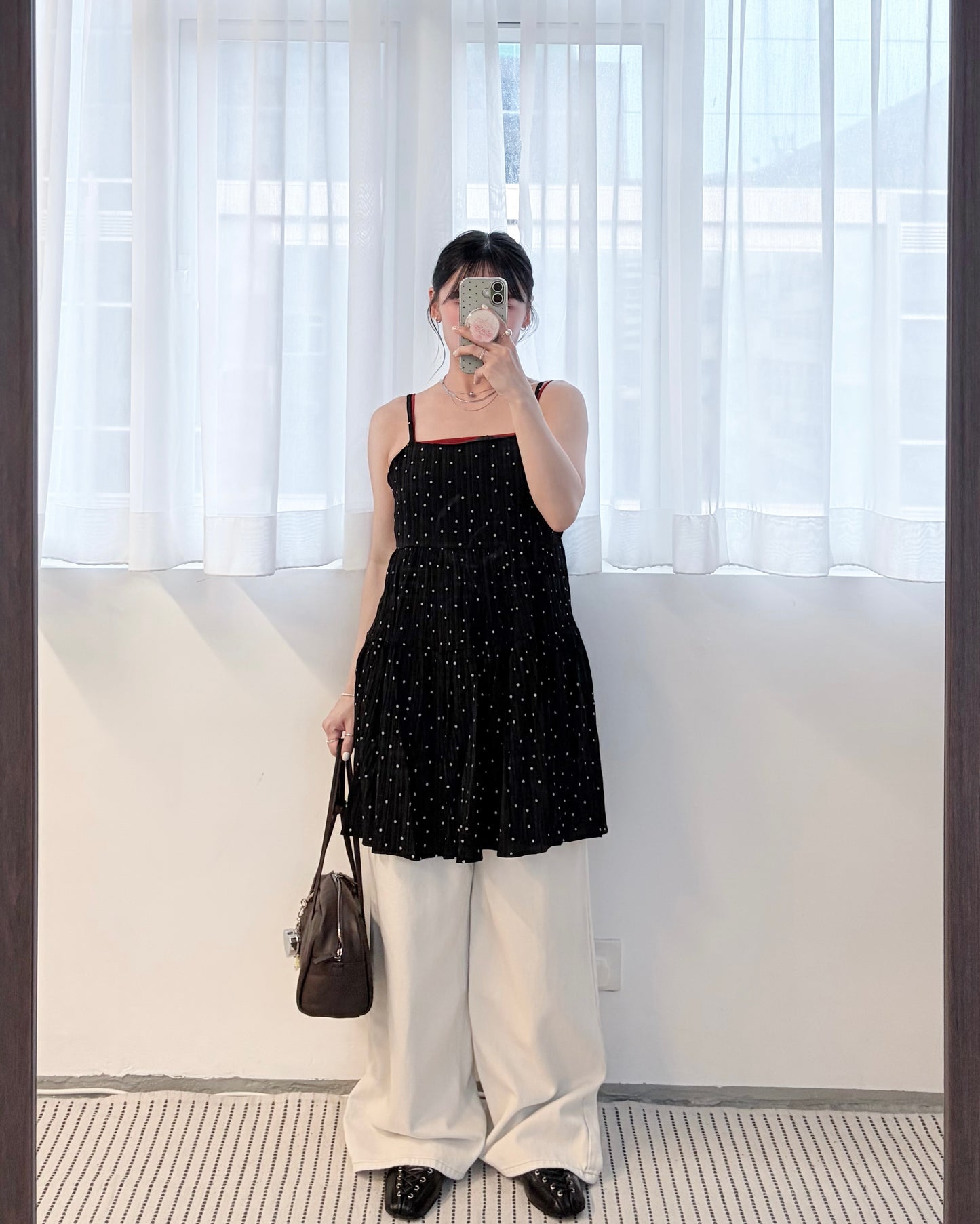OP79- Dot Tunic Cami One-Piece | White Dot | Black Dot