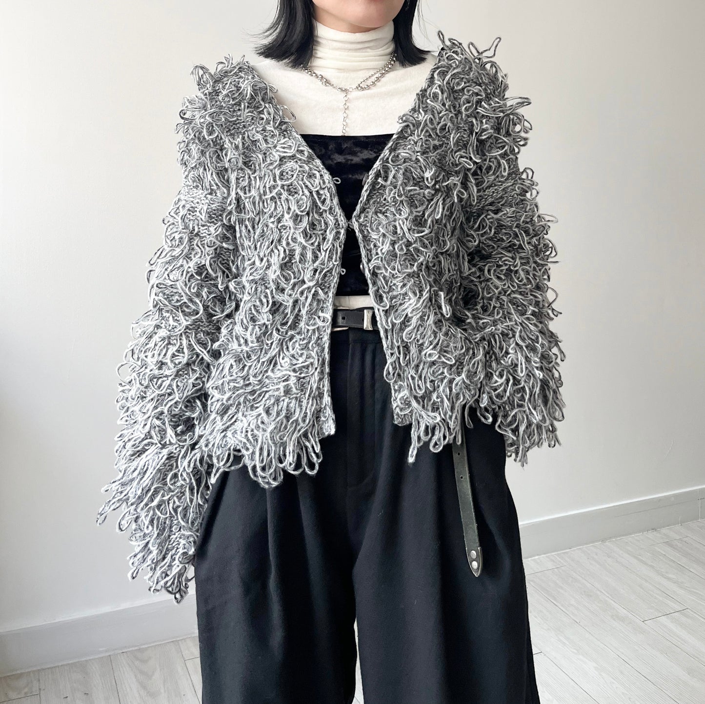 🍂今季必備 JK29- 圈圈蘇蘇Knit Cardigan | Mix Black