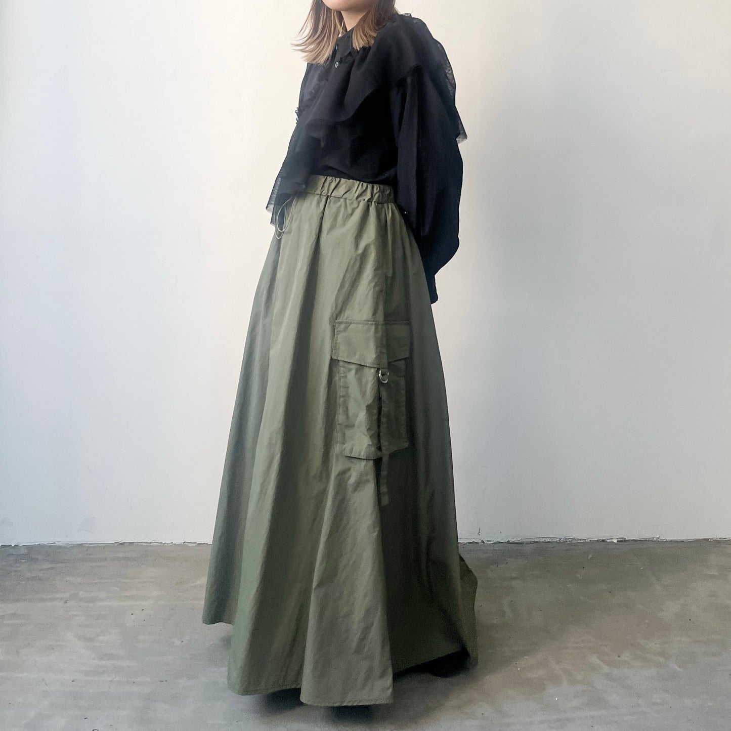 SK51- Nylon Pocket Skirt | Ivory | Khaki | Black