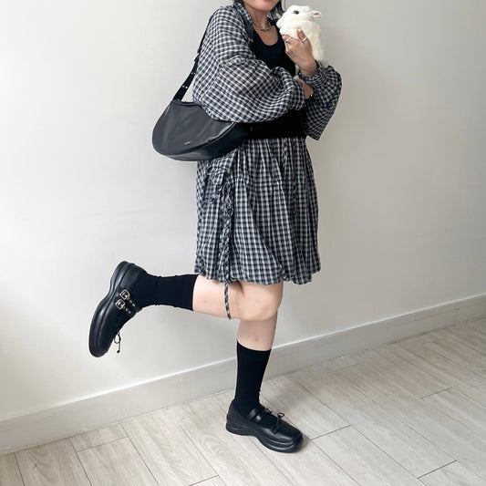 TP506- Over Size Checked Shirt | Blue