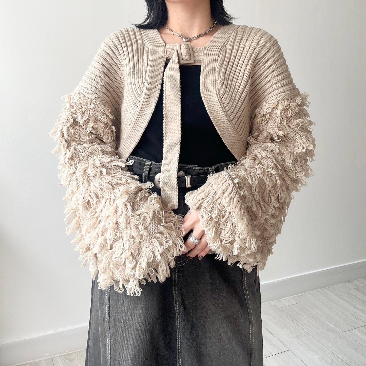 JK28- Soso Sleeves Cardigan | Beige