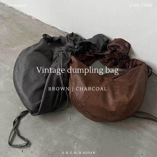 BG25- Vintage Dumpling Bag | Brown | Charcoal