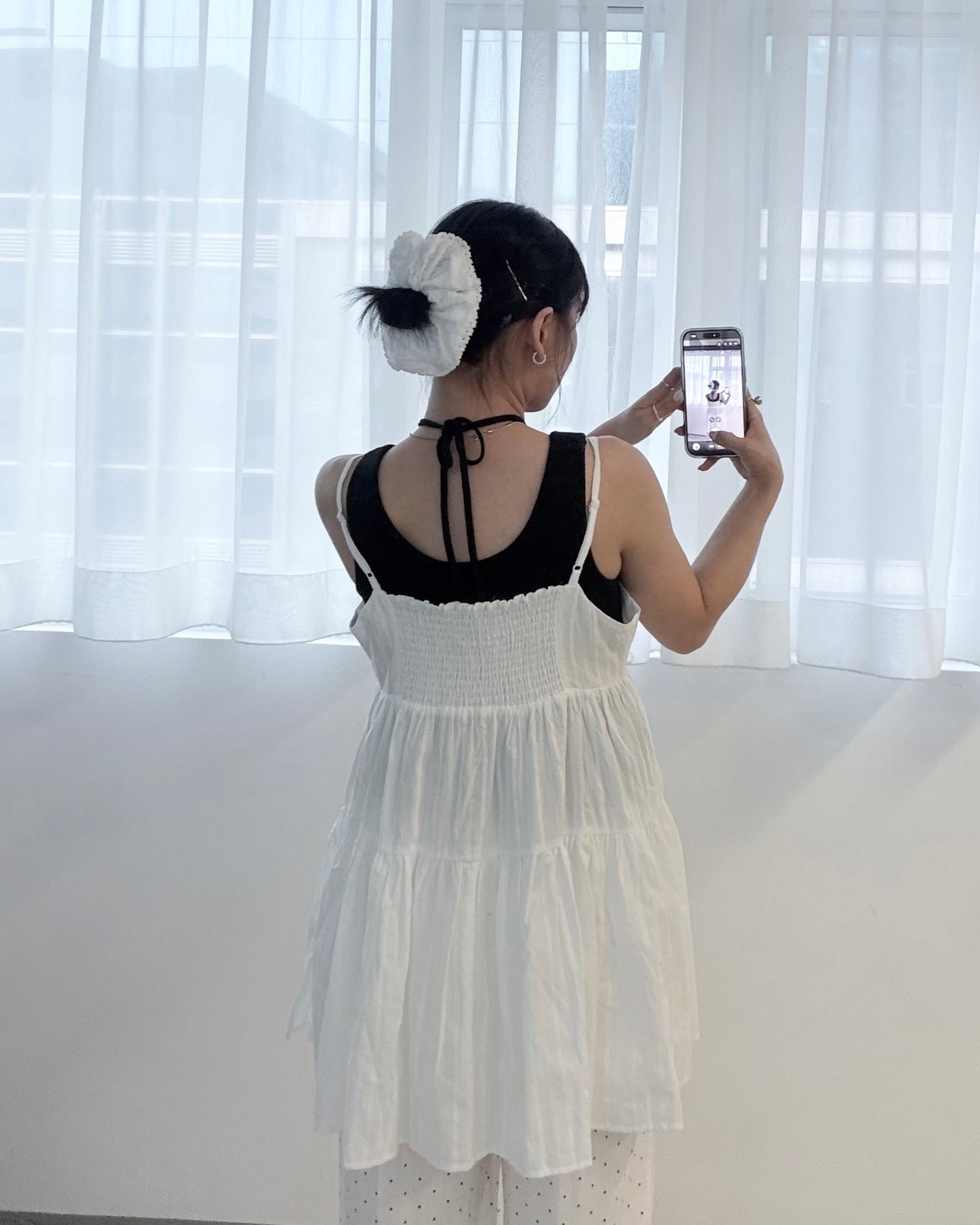 TP797- Corded Ribbon Tank Top With Cups | Ivory | Black