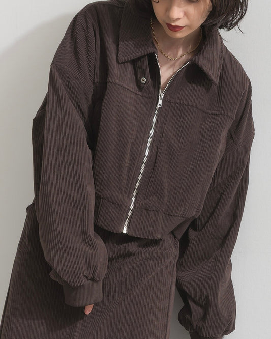 JK48- Corduroy Zip Cardigan | Ivory | Brown | Black