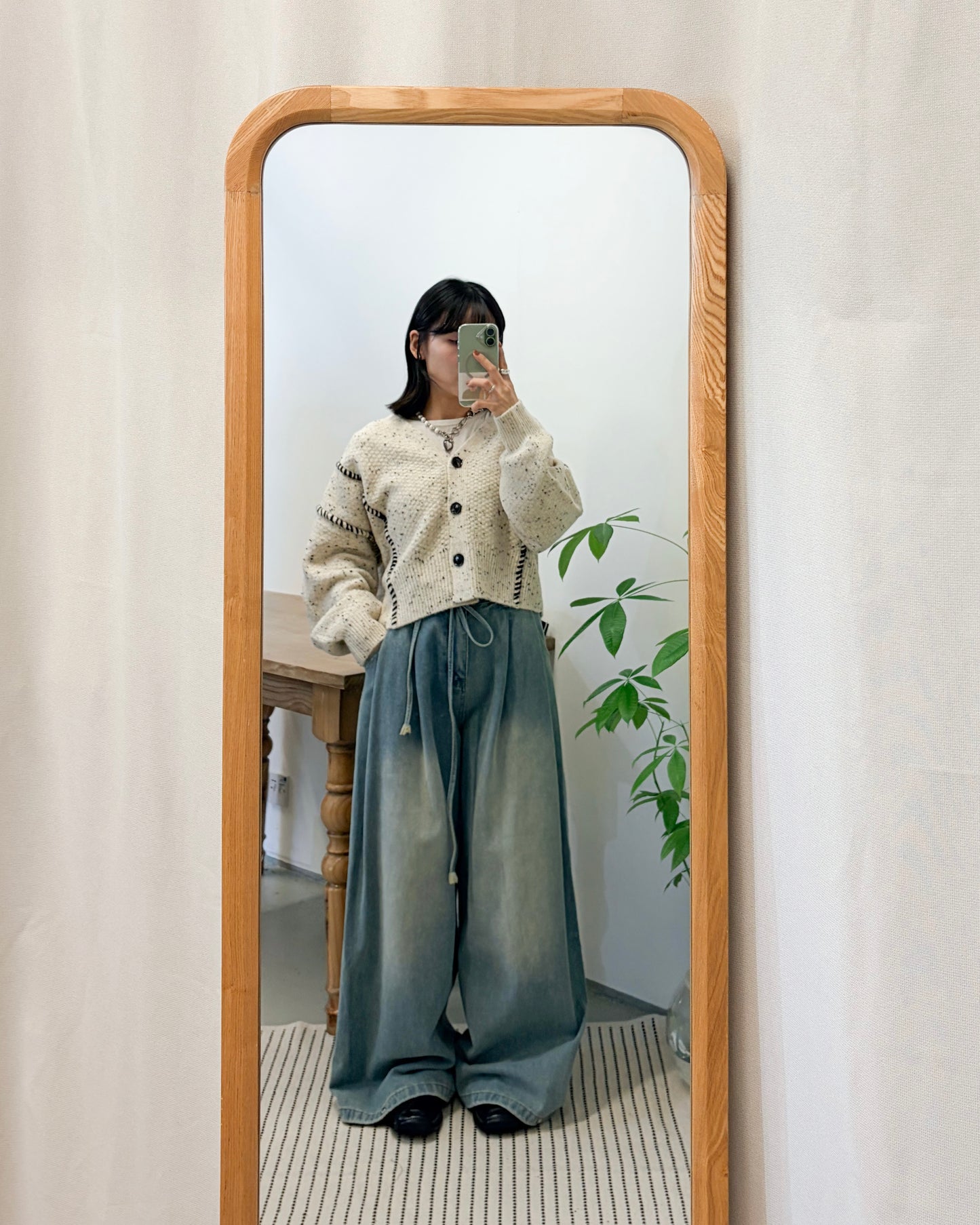 JK49- Chocolate Chip Knit Cardigan | Ivory | Beige