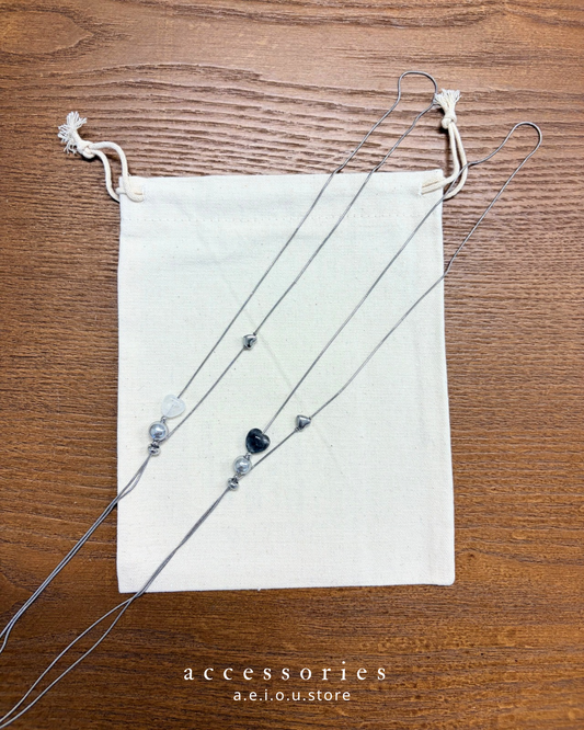 AC270- 活動心心頸鏈 | White | Dark Grey  ( 醫療鋼 ）