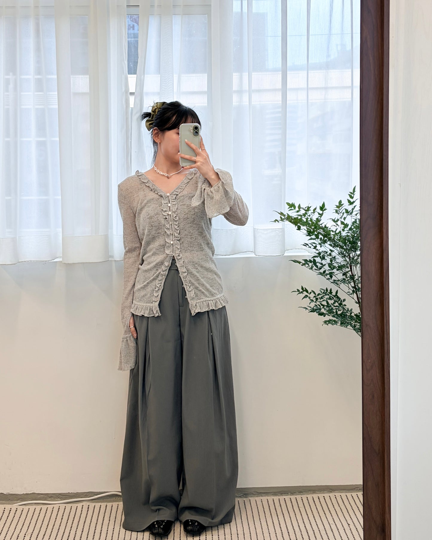 TP688- Gorgeous Ruffle Top | Ivory | Grey | Black