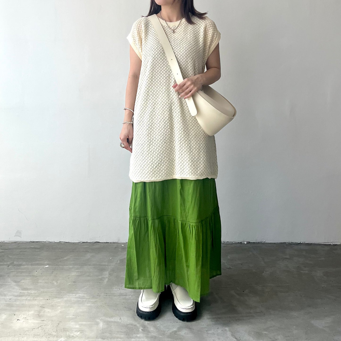 TP169 - Knitwear Vest | Ivory | Green