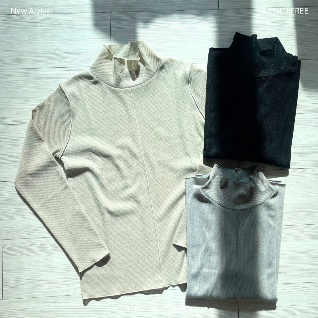 TP420- Sliver High-Neck T- shirt | Beige | Light Grey | Black