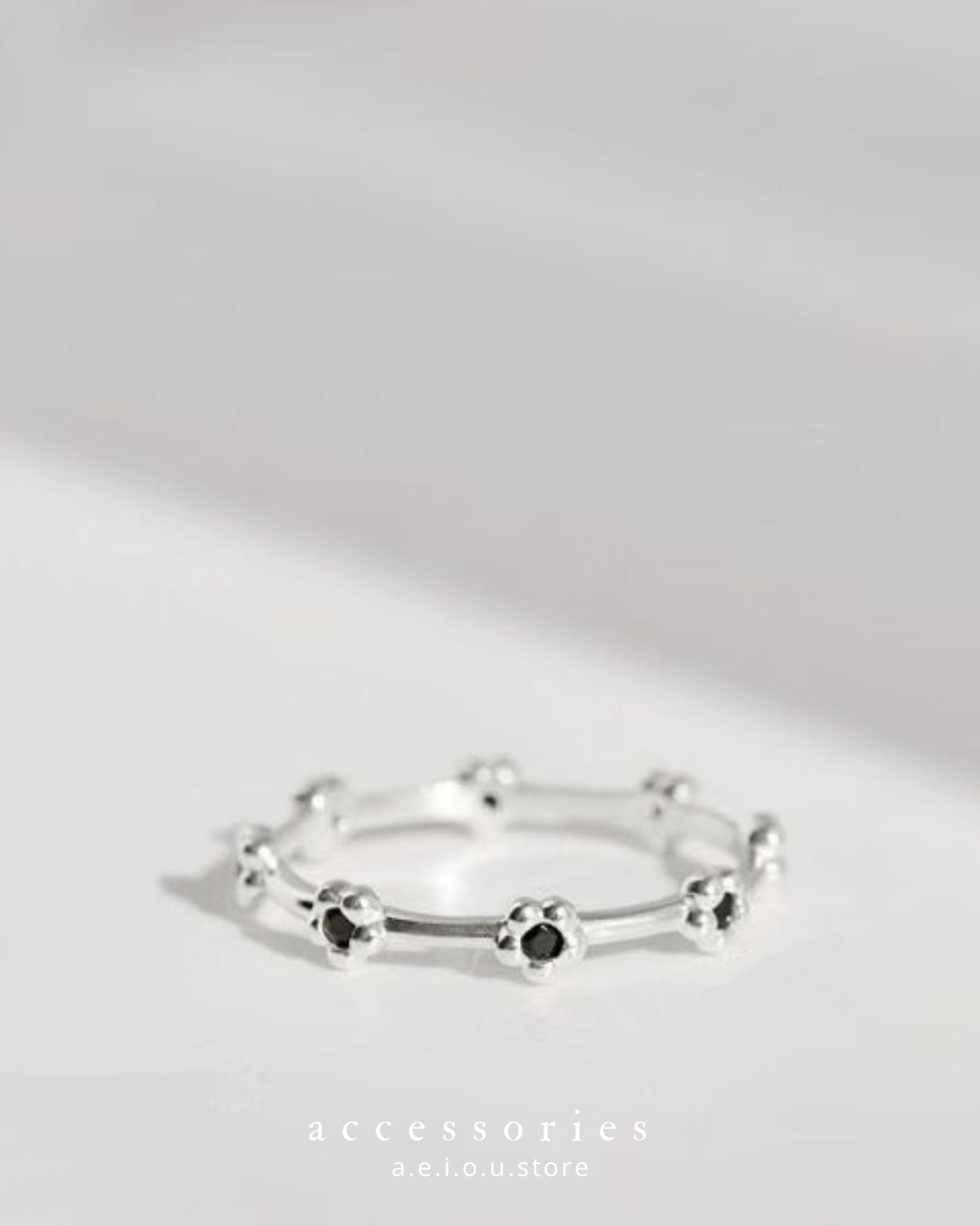 AC336- Black Crystal Fafa Ring  #11 /13