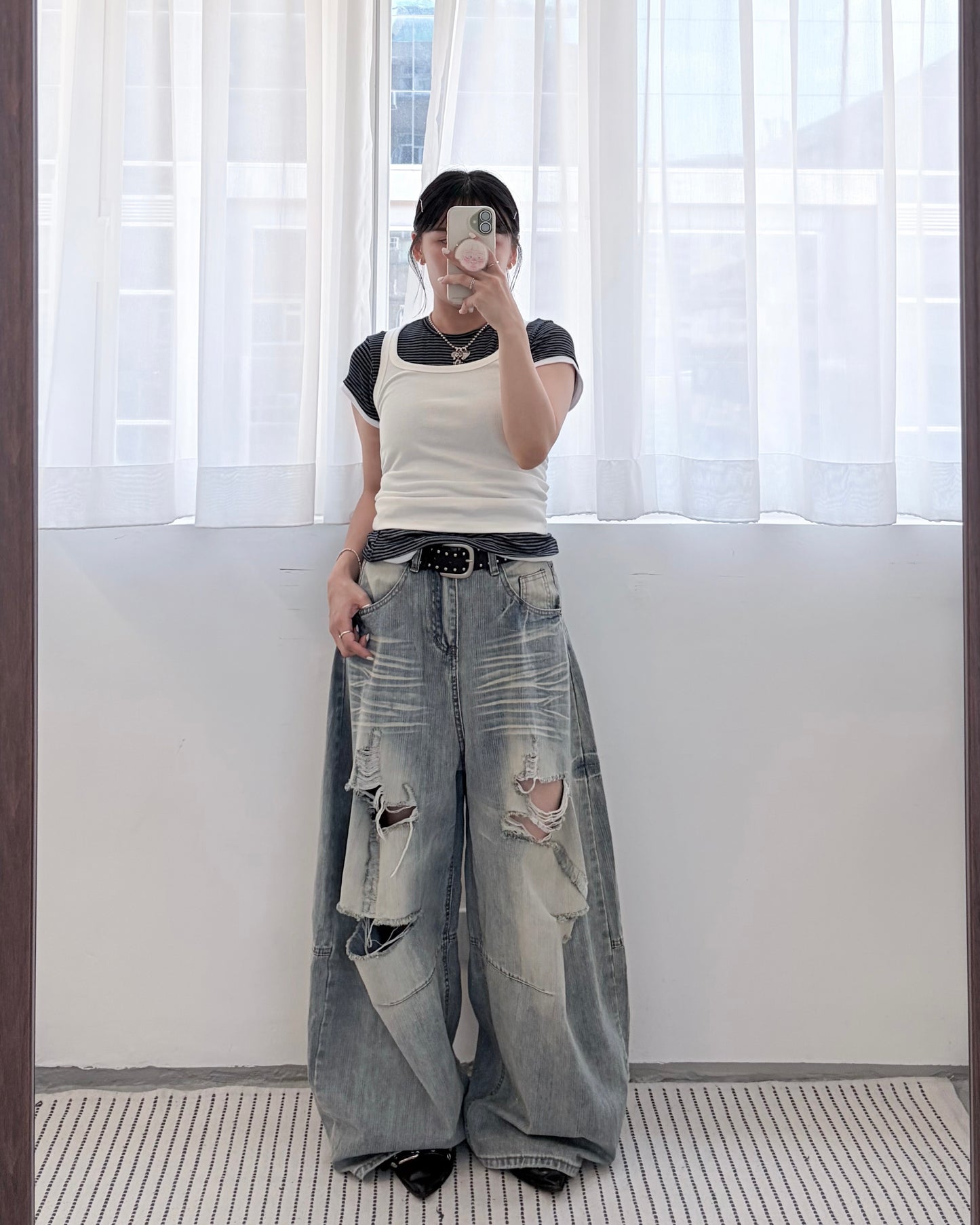TP826- Square Neck Vest | White | Charcoal | Red