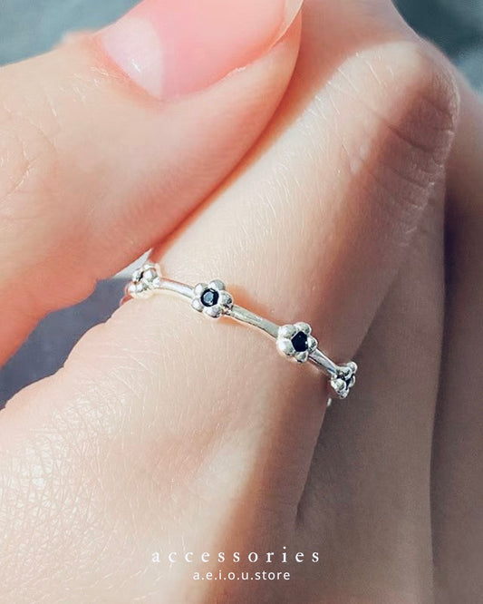 AC336- Black Crystal Fafa Ring  #11 /13