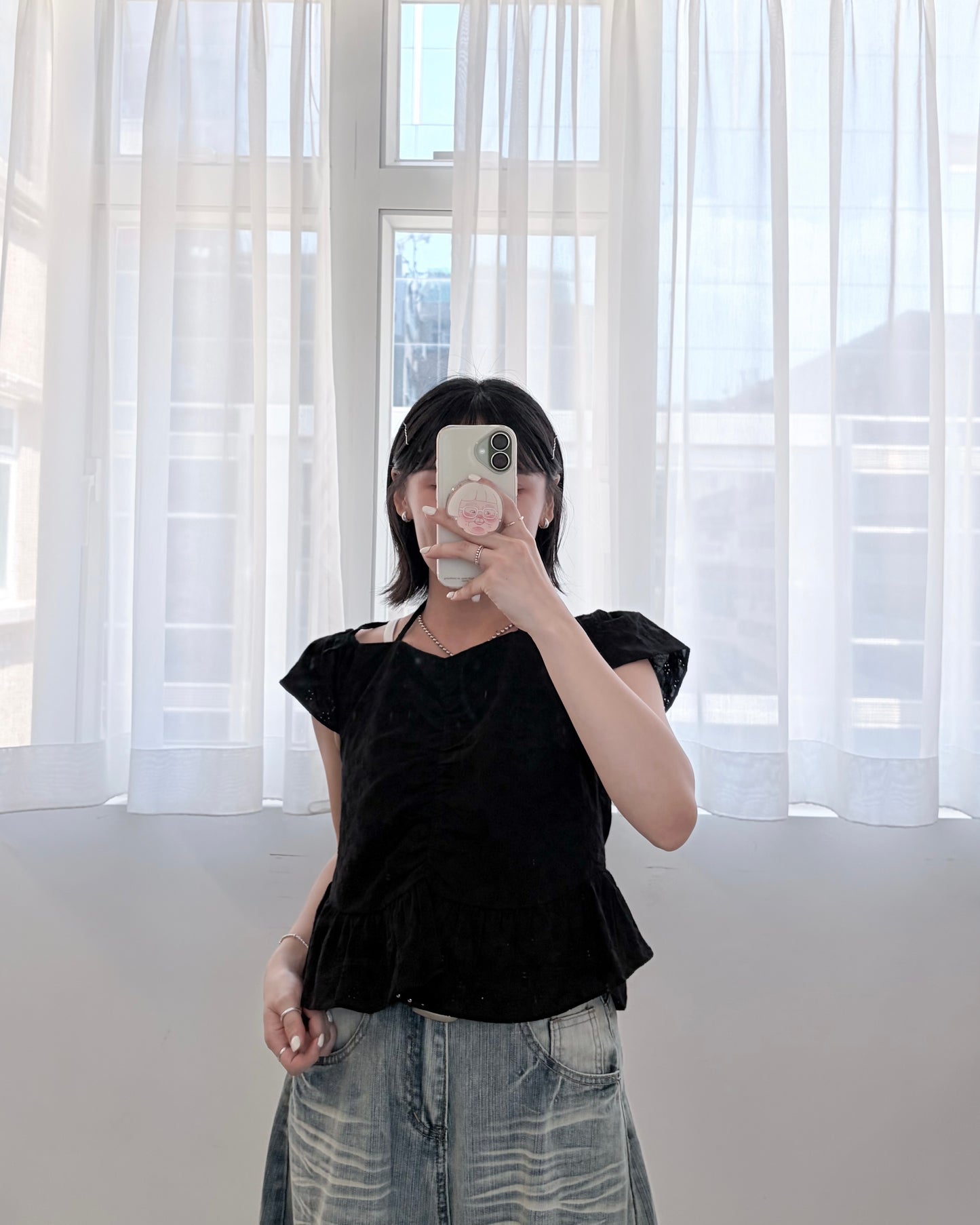TP827- 2 Way Floral Top | White | Black （側有拉鍊位)