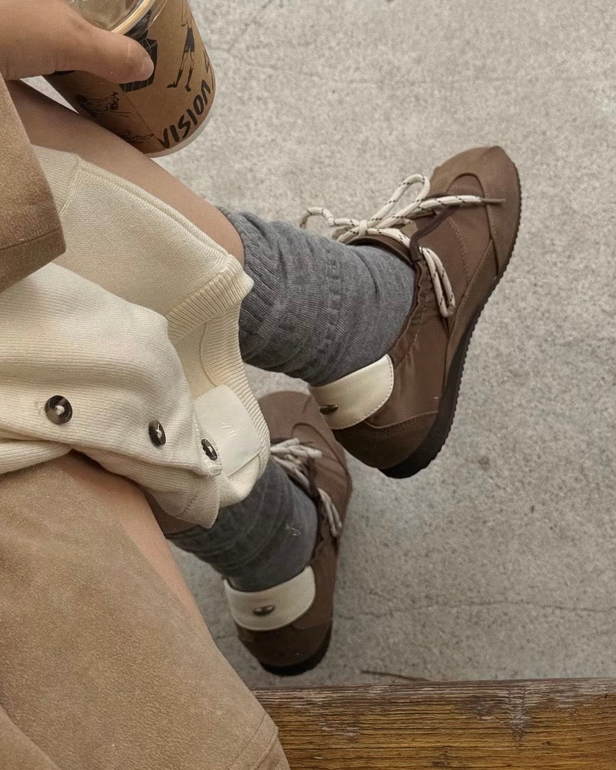 SH13- Hazel Satin Sneakers | Brown | Black
