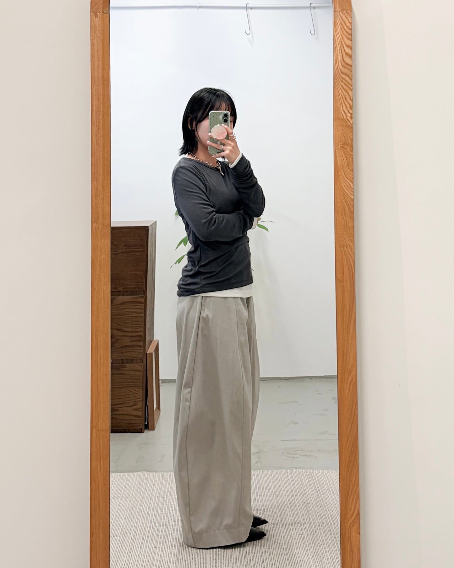 TP741-  三色天絲棉Basic Top | White | Green | Charcoal