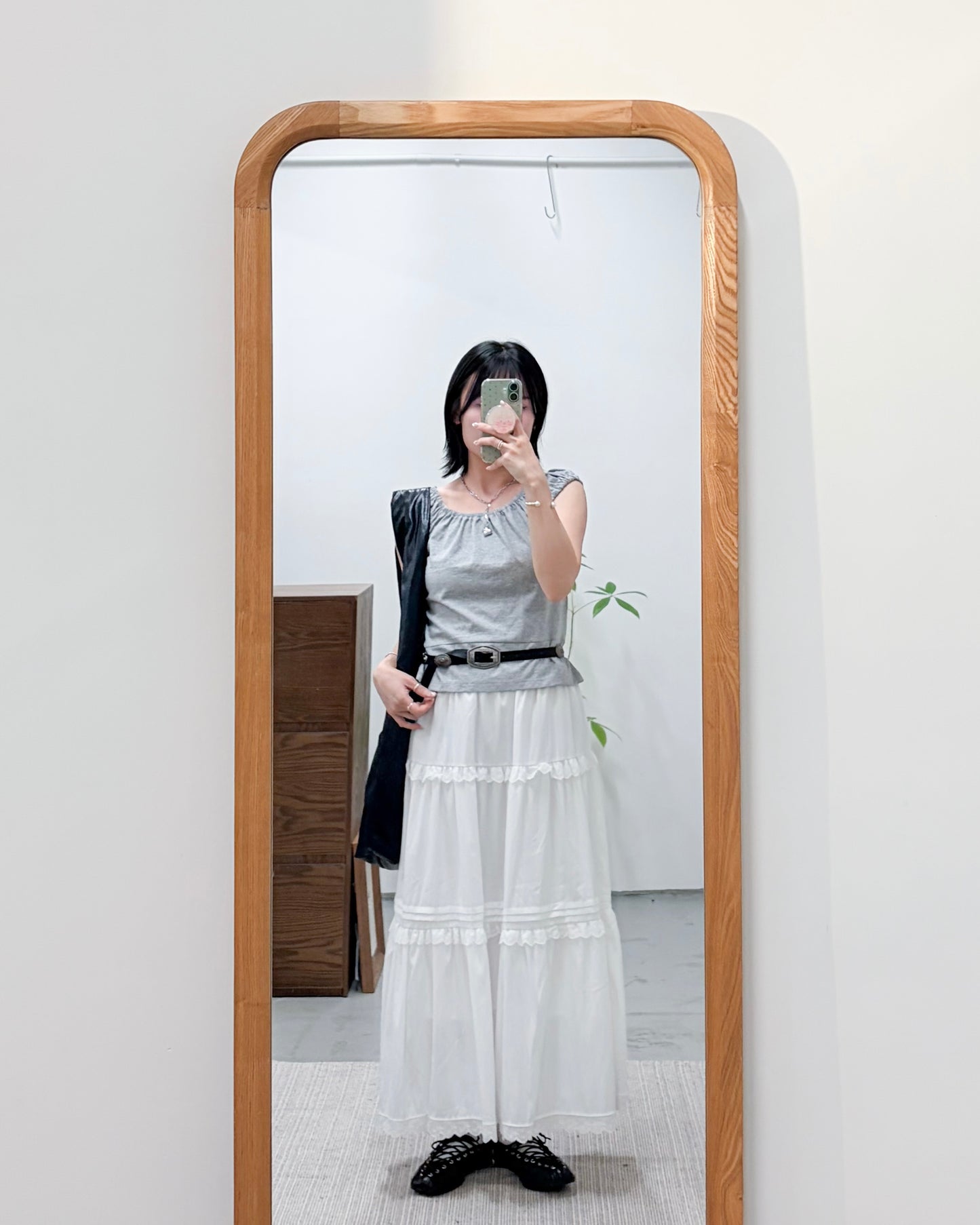 TP757- Square Neck Vest Top | White | Orange Red | Grey