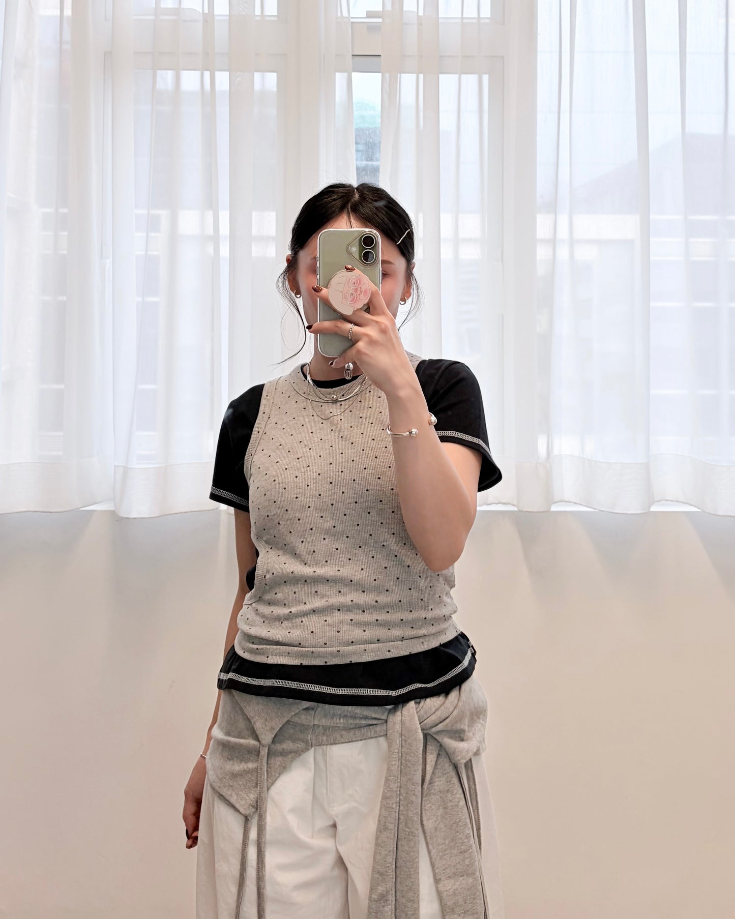 TP781- Open Side Cropped Vest | 碎花 | 點點 | Light Green | Black