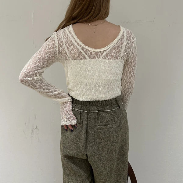TP752- 2 way lace top | White | Green | Brown | Black