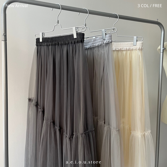 SK89- Tulle Skirt | Ivory | Light Grey | Grey