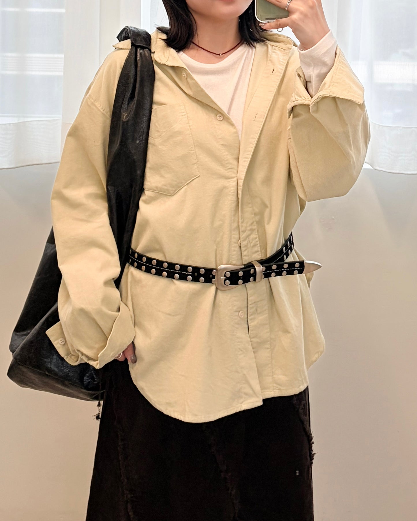 TP696- 三色薄燈芯絨恤衫 ｜ Ivory | Light Green | Brown