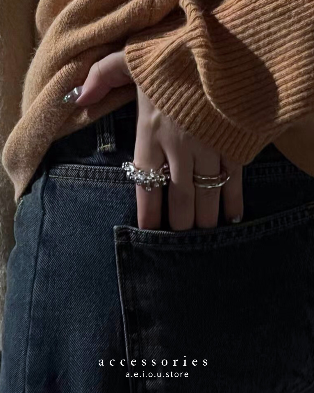 AC291- 珊瑚戒指 #13 up ( 鍍銀 )