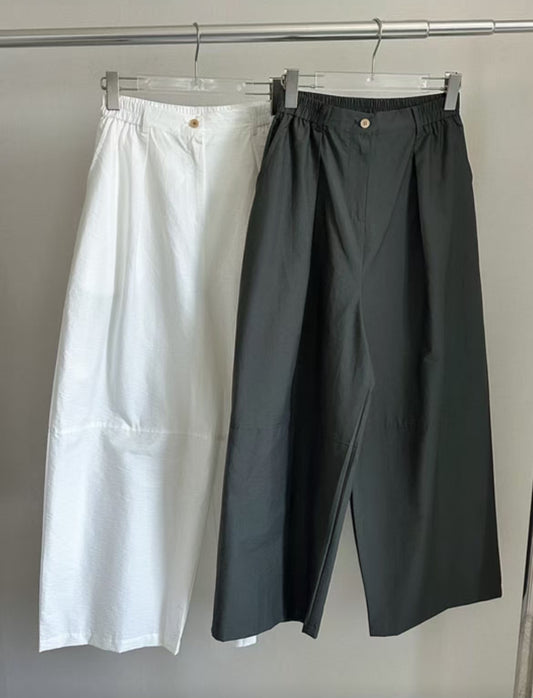 PT91- Wide Balloon Pants | White  | Charcoal