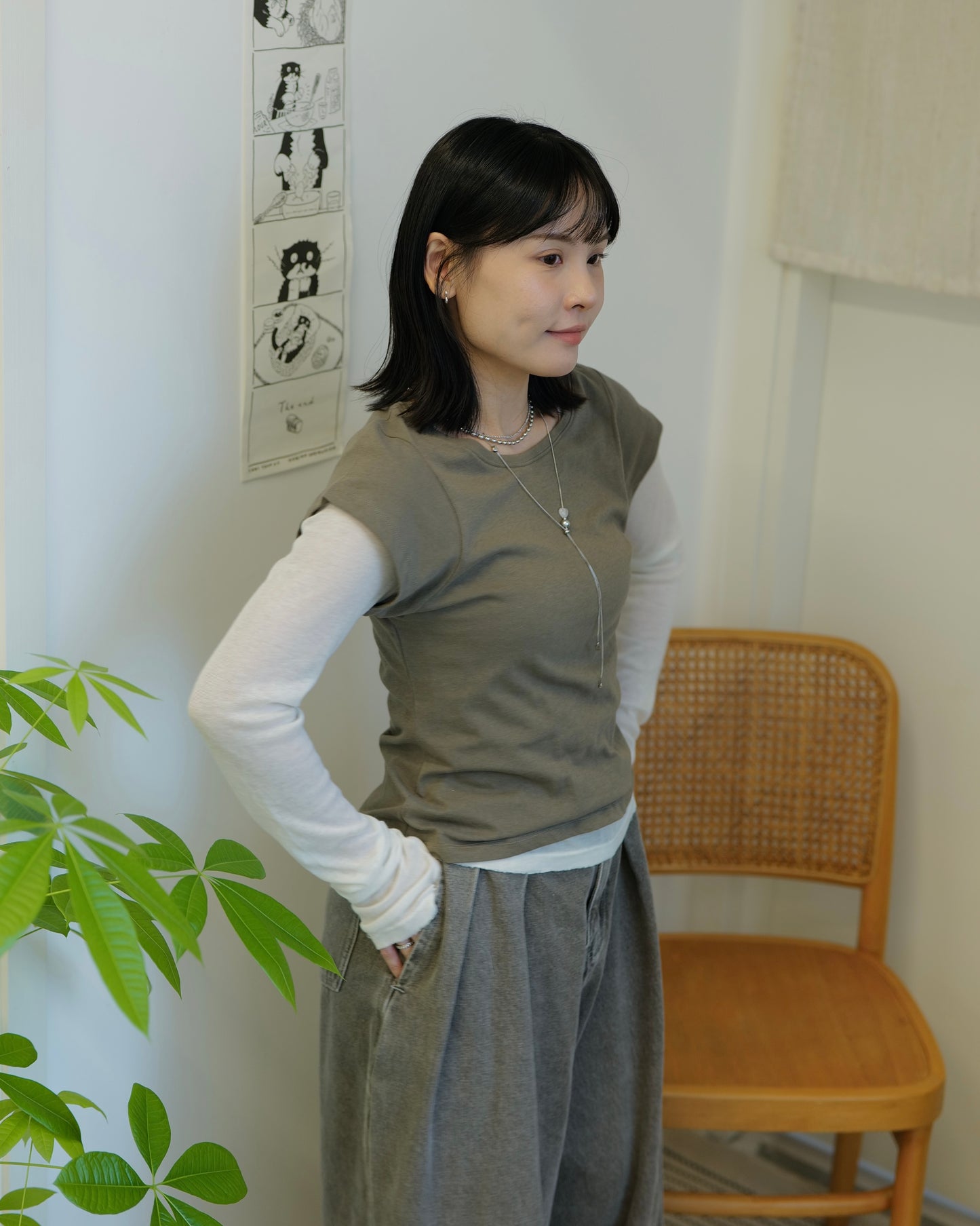 TP678- Short Sleeve Tee | Milk Tea | Brown | Grey | Navy | Black