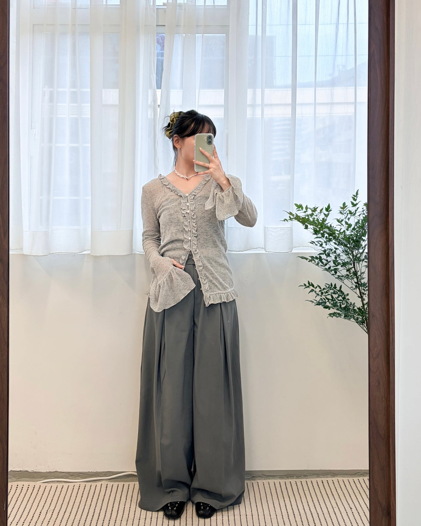 TP688- Gorgeous Ruffle Top | Ivory | Grey | Black