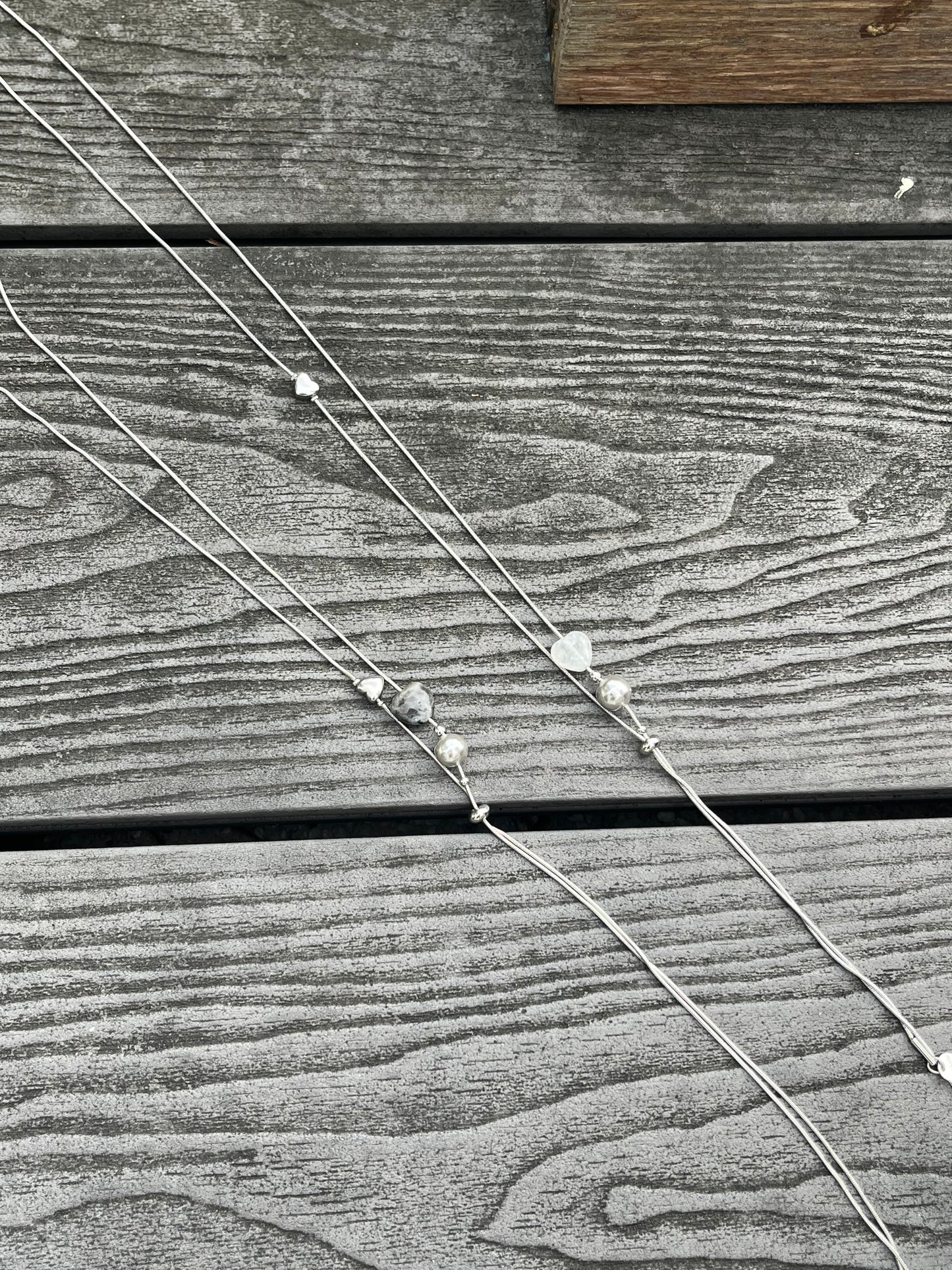 AC270- 活動心心頸鏈 | White | Dark Grey  ( 醫療鋼 ）