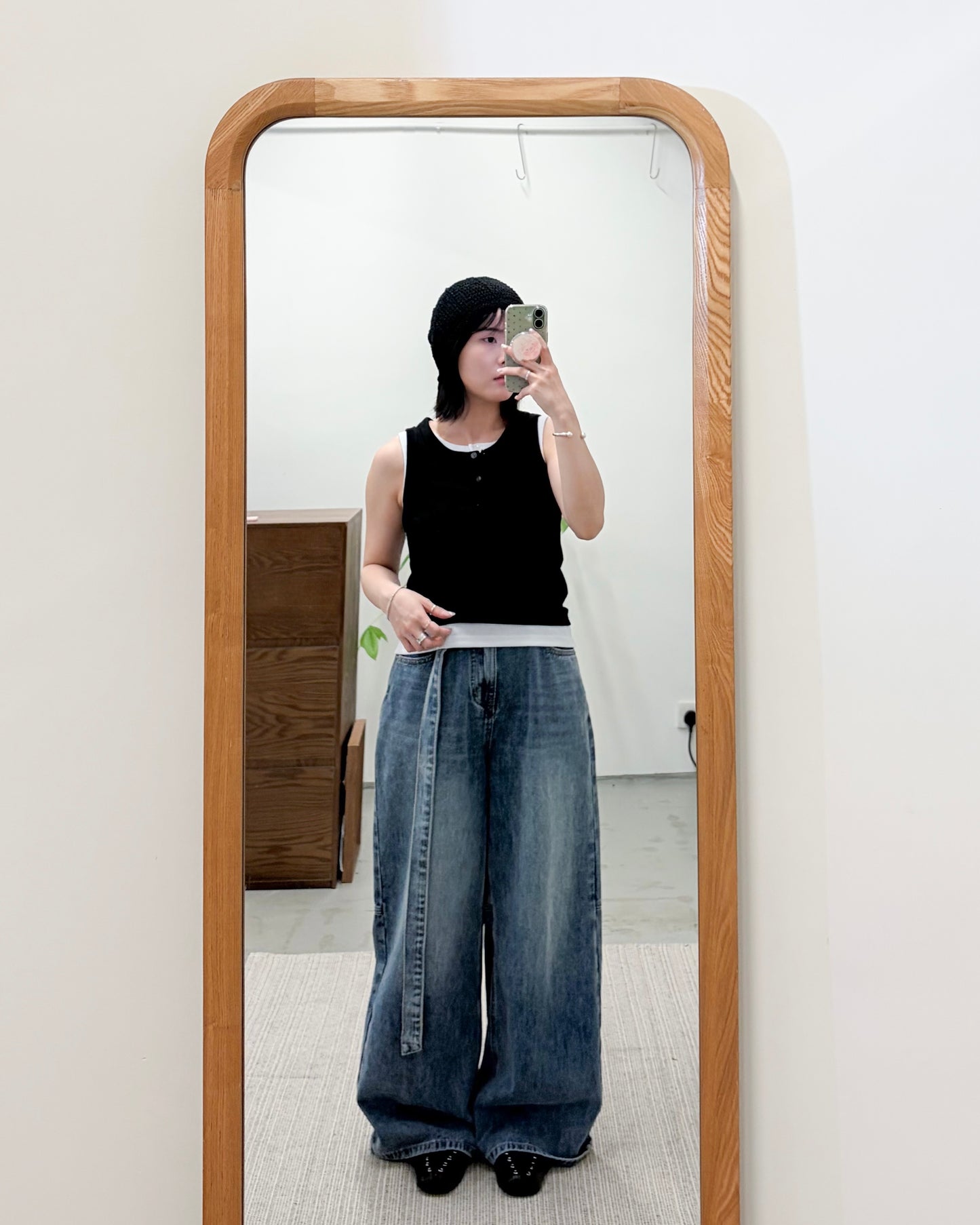 TP756- Button Vest | White | Blue | Black