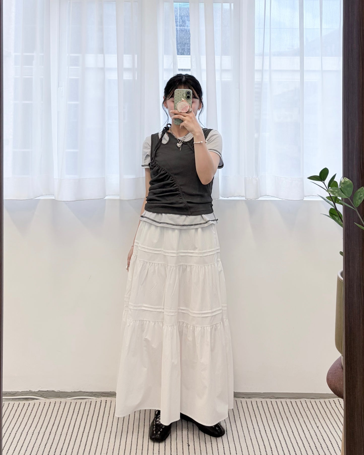 TP804- Ruched Sleeveless Top | White | Brown | Lime | Charcoal