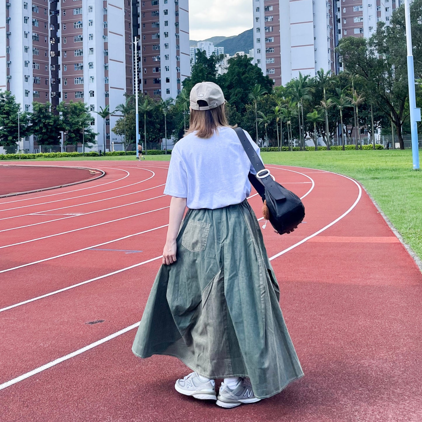 SK81- Cotton Line Skirt | Beige ｜　khaki