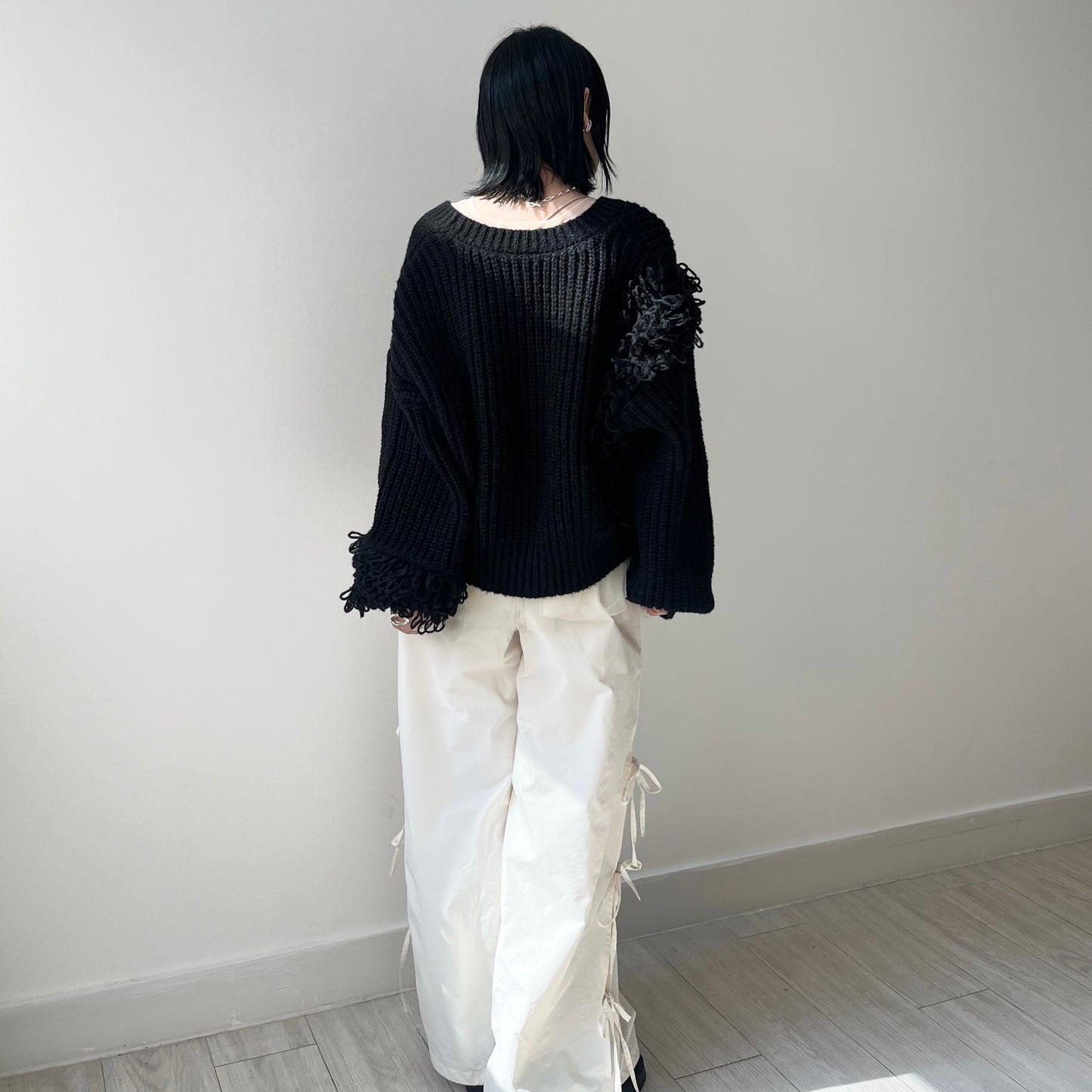 JK23-  Soso Sweater Cardigan | Ivory | Black