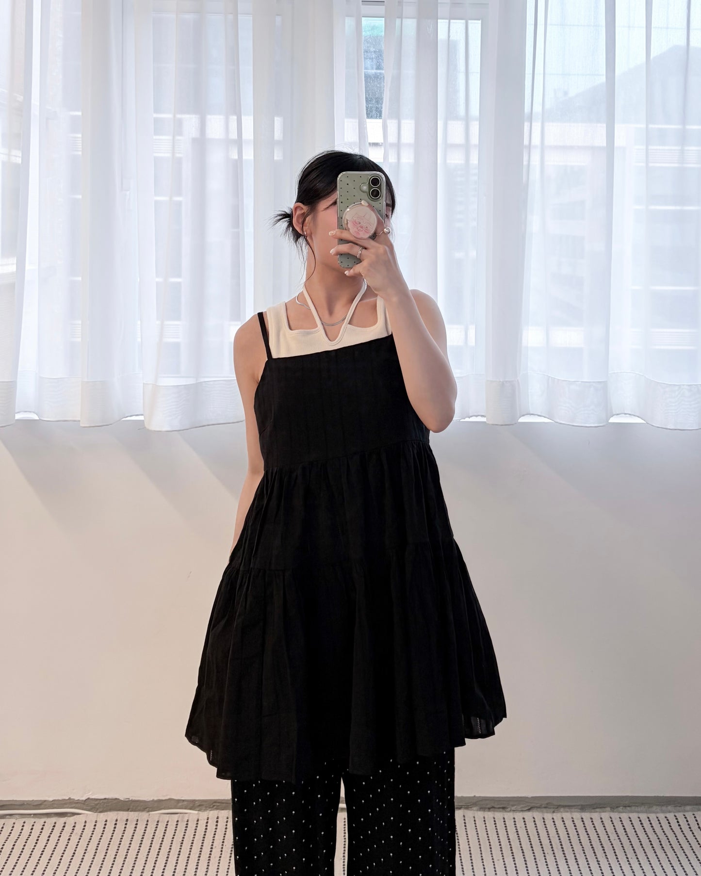 TP797- Corded Ribbon Tank Top With Cups | Ivory | Black
