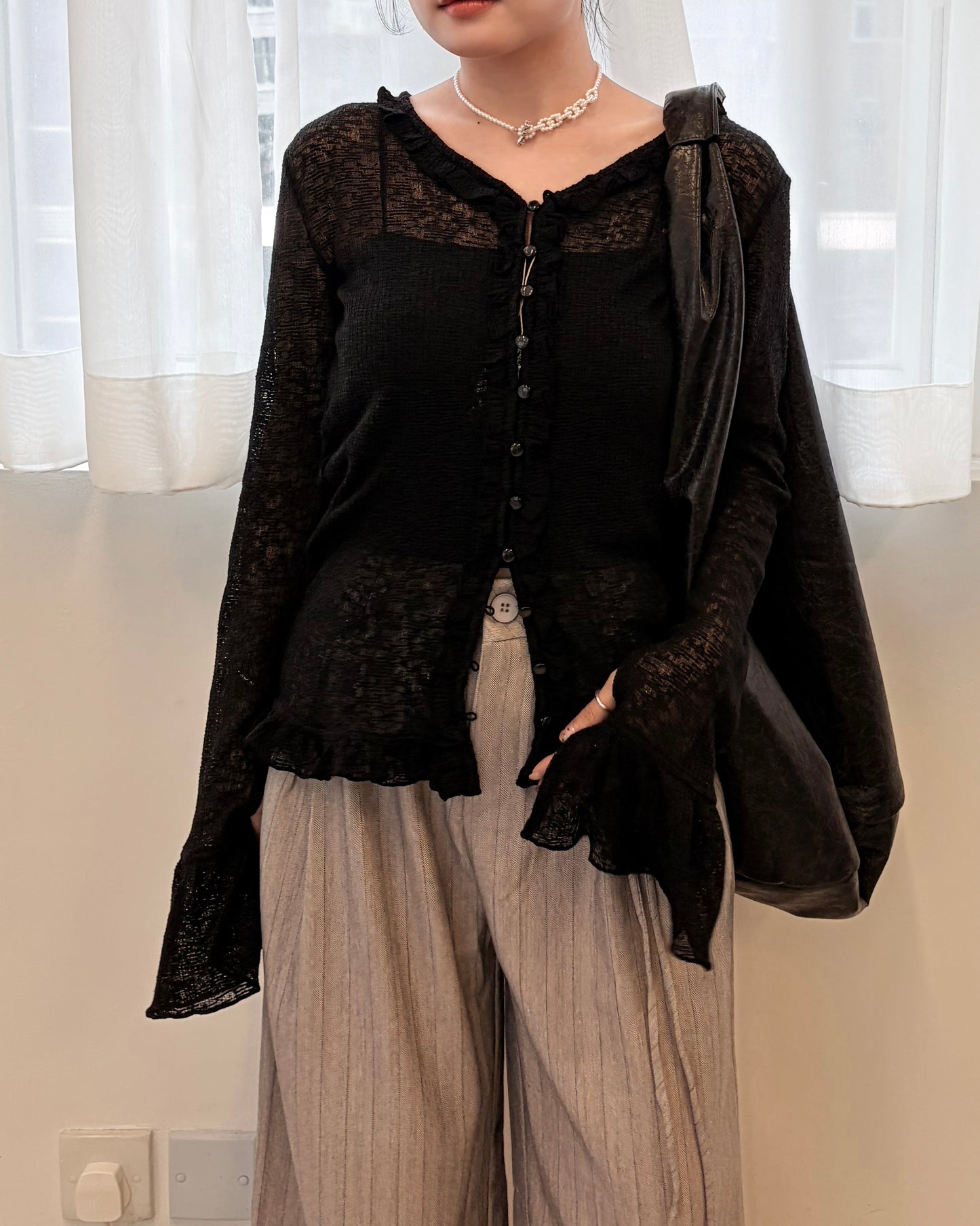 TP688- Gorgeous Ruffle Top | Ivory | Grey | Black