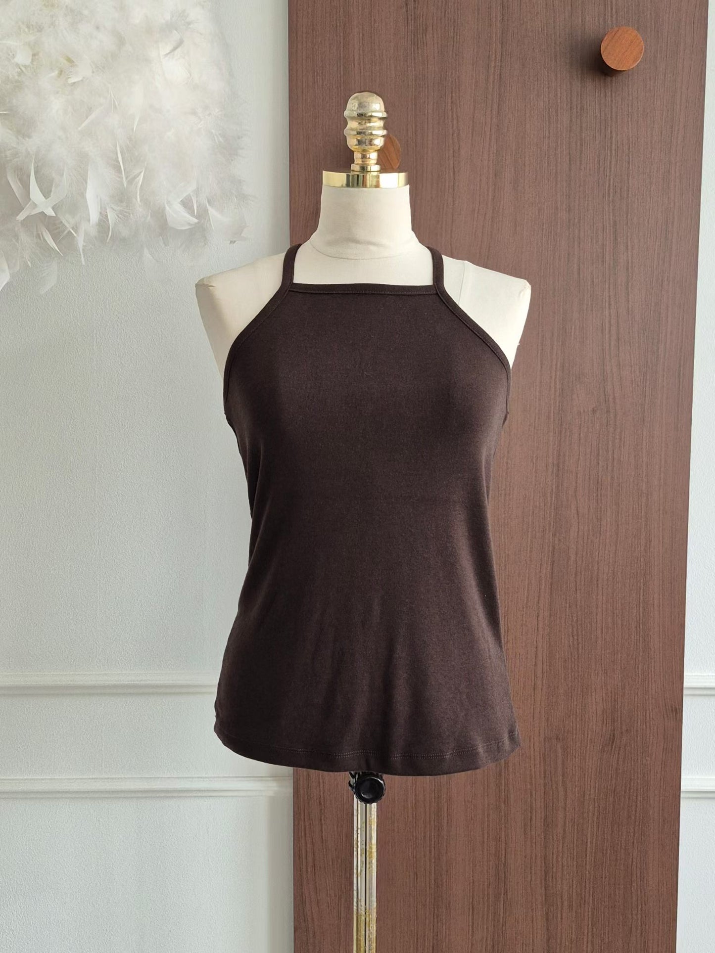 TP820- Cross Back Cotton Vest | White | Oatmeal | Brown | Blue | Camel | Black