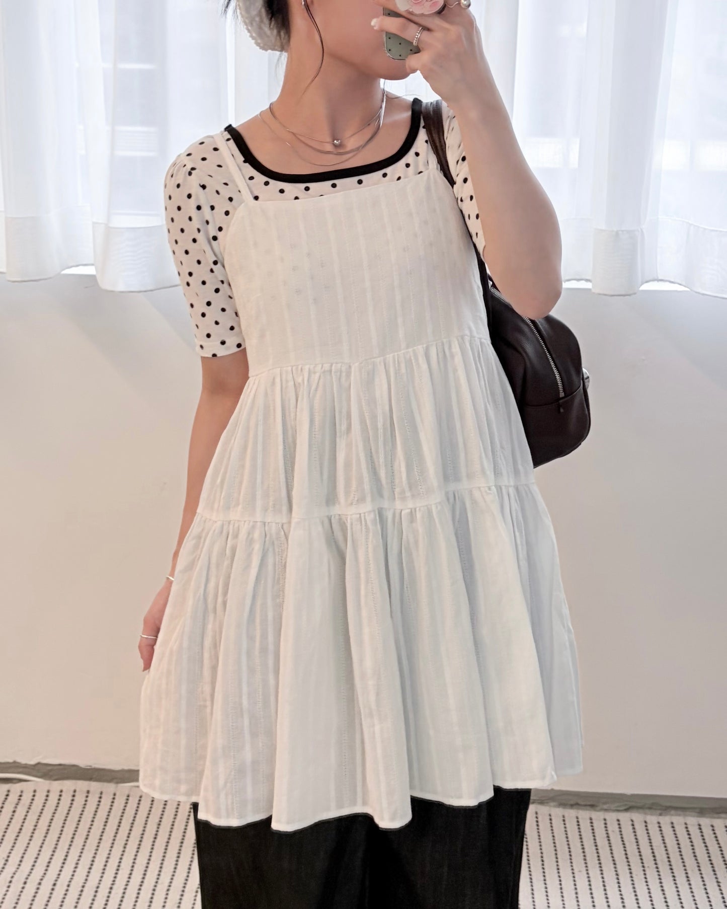TP798- Polka Dot Top | White  | Black