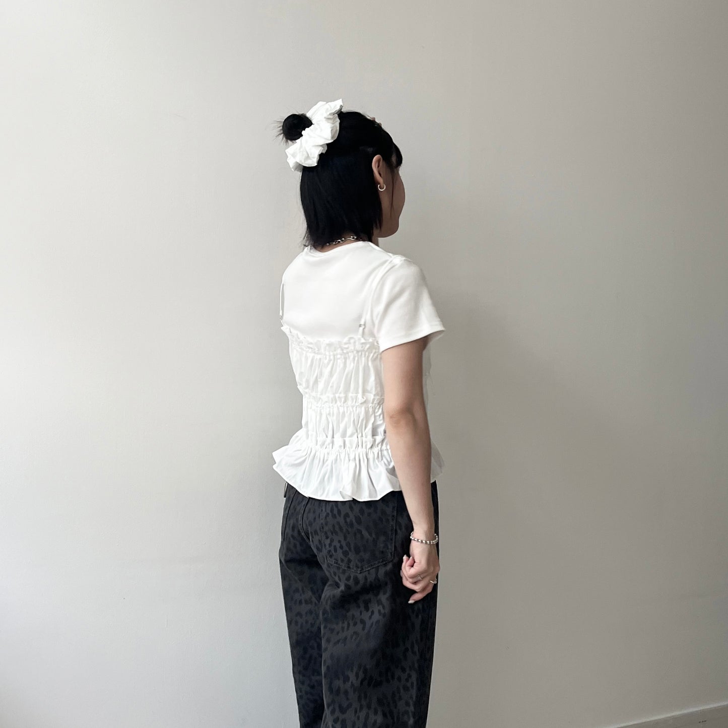 TP511- 平口吊帶Ruffle Ribbon Vest | White | Black