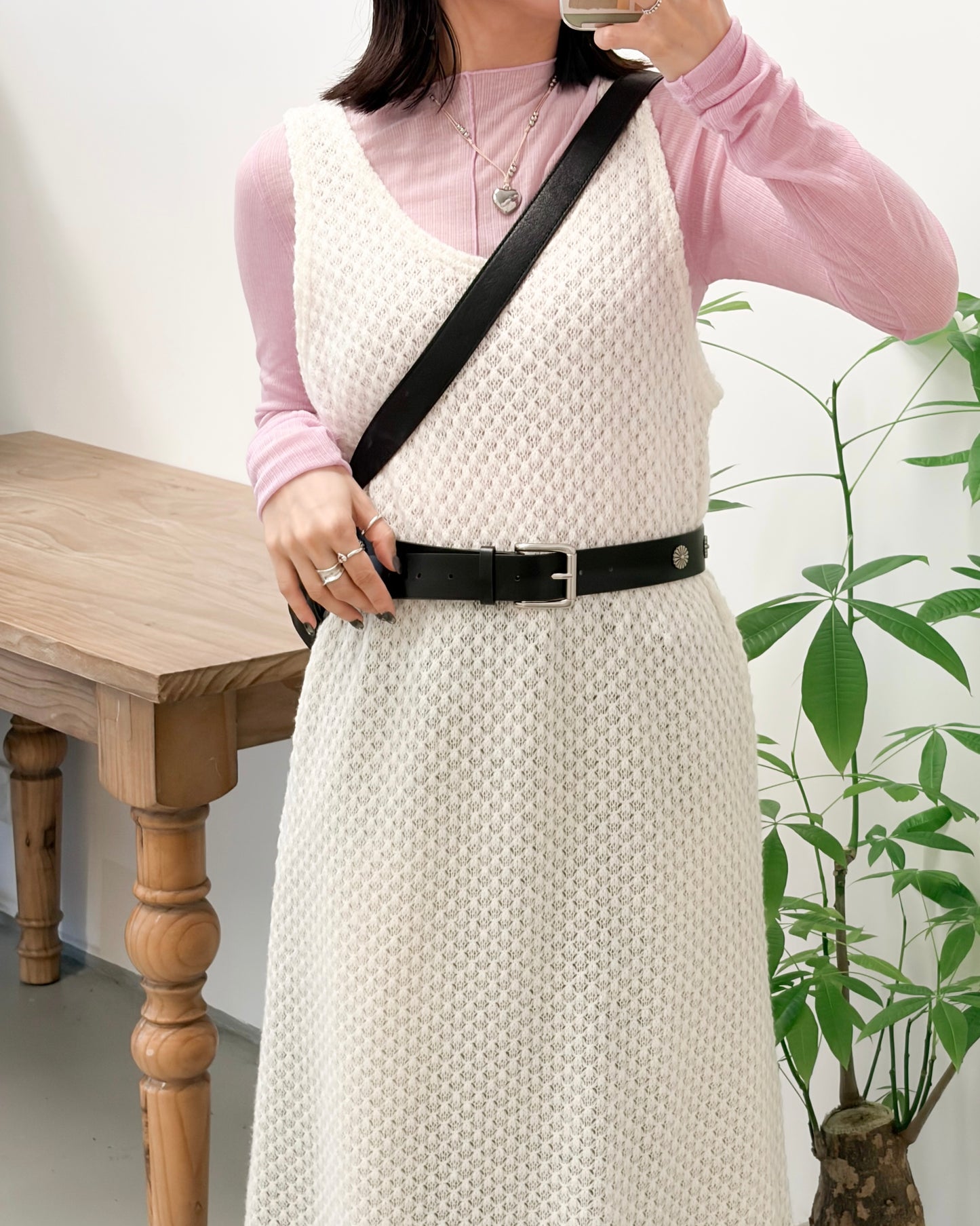 OP73- 凹凸紋背心one piece | Ivory | Brown | Black