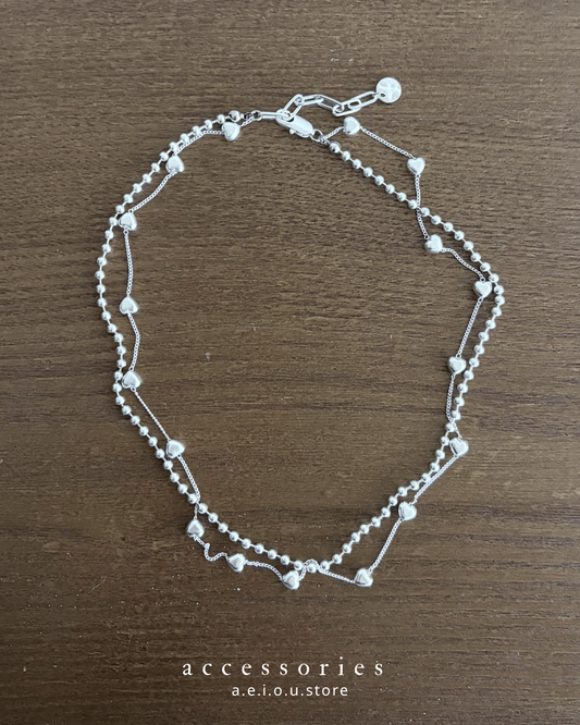 AC312- 啞面心心Set Necklace