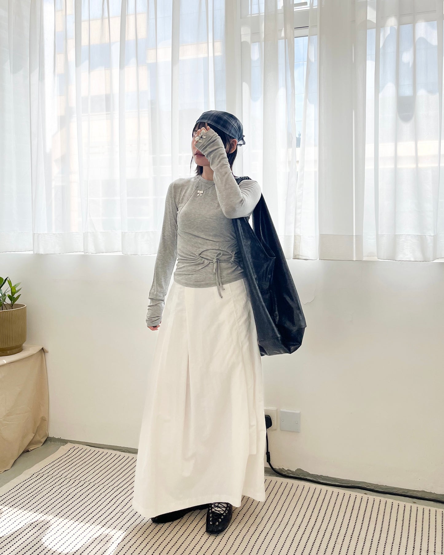 TP673- Circle Drawstring Top | White |Grey | Black