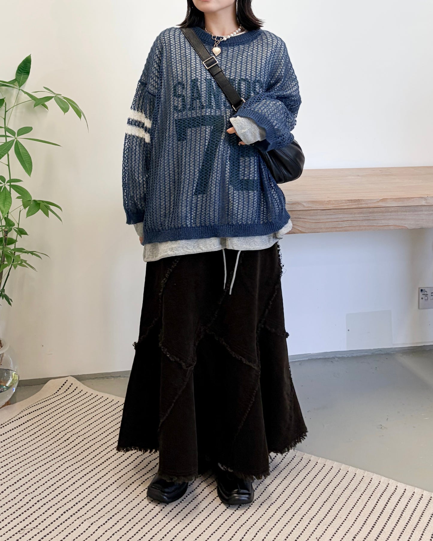 TP707- Printed Sweater x Knitwear Set | Ivory | Navy | Brown