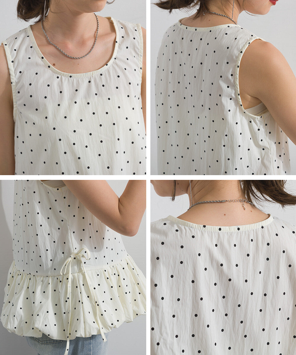 TP796- Dot Pullover Balloon Vest | Ivory | Black