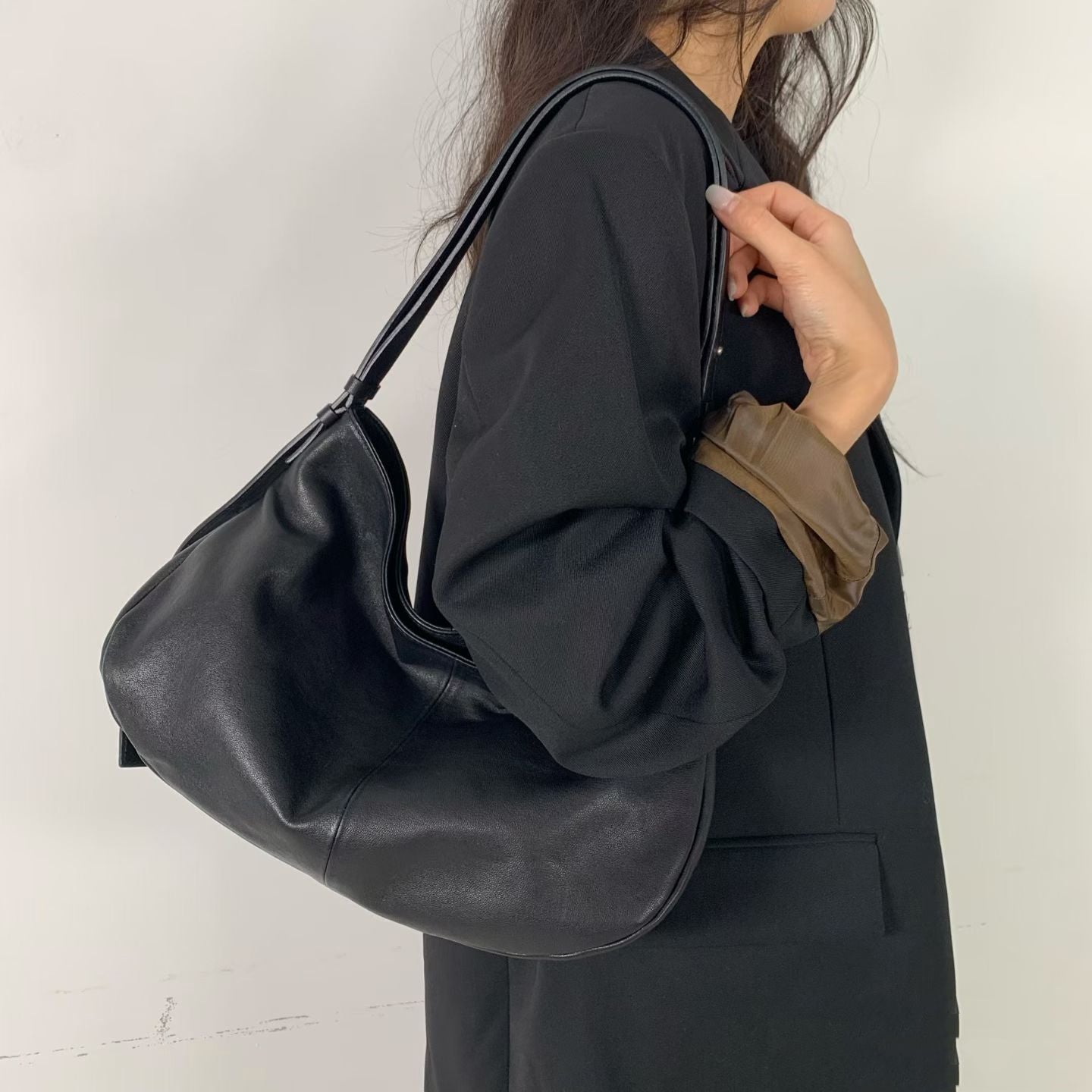 羊皮 / 麂皮 法式皮搭包 ( Large size )