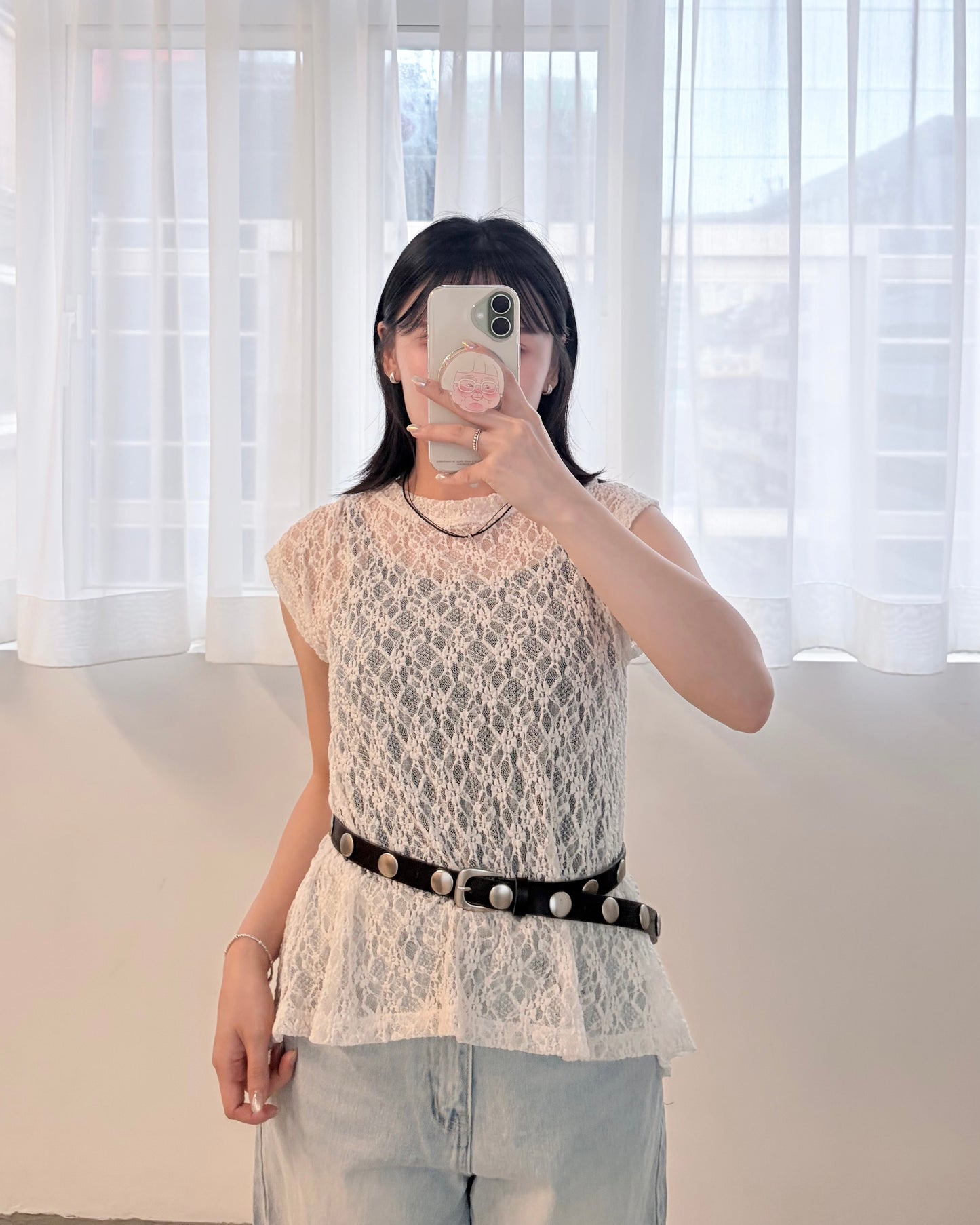 TP815- 2 Way Lace Top | Ivory | Black