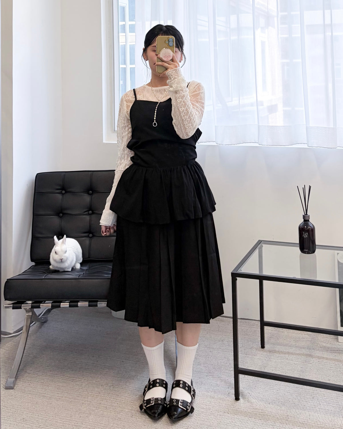TP849- Lace Patchwork Pullover | Ivory | Black